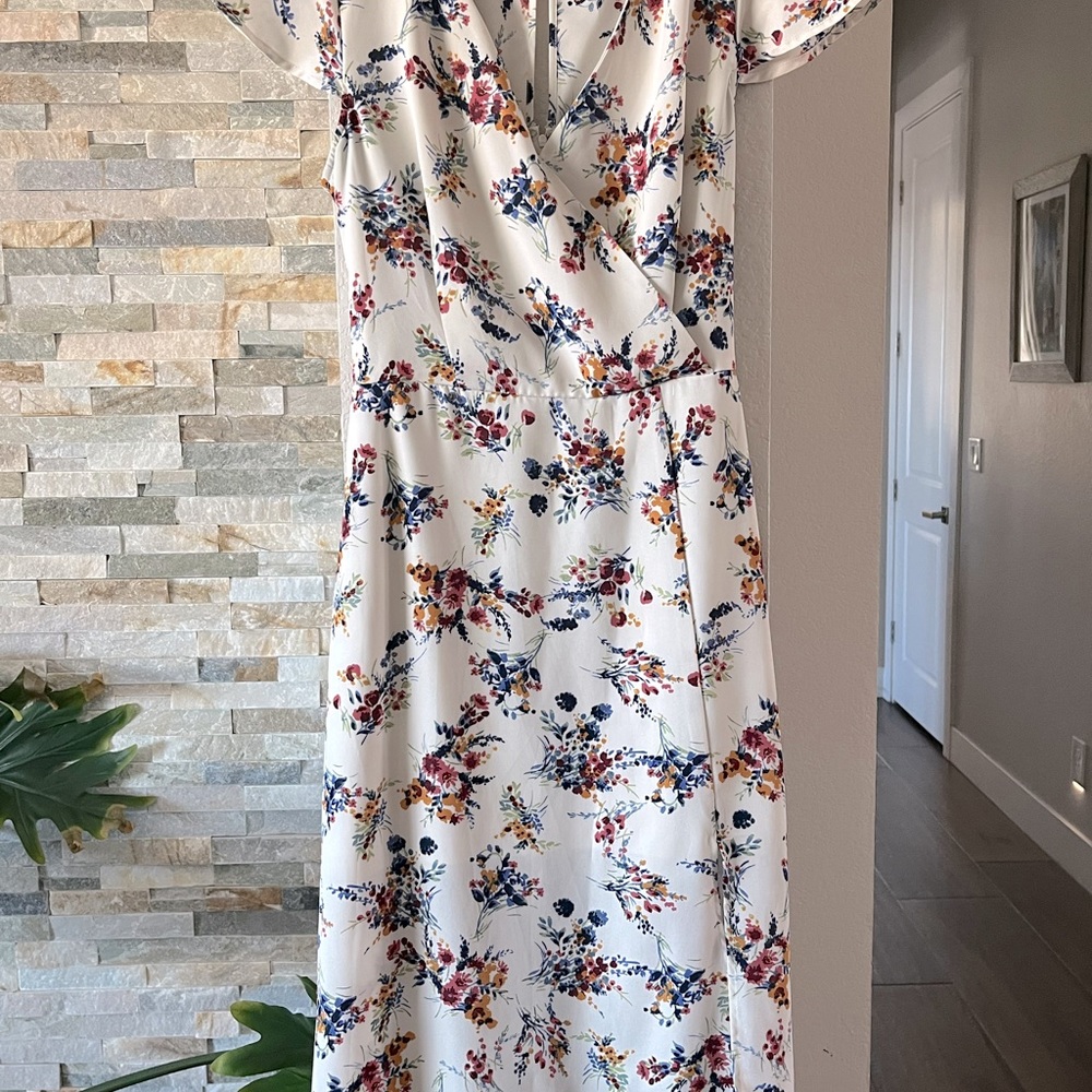 Cream Floral Midi-dress